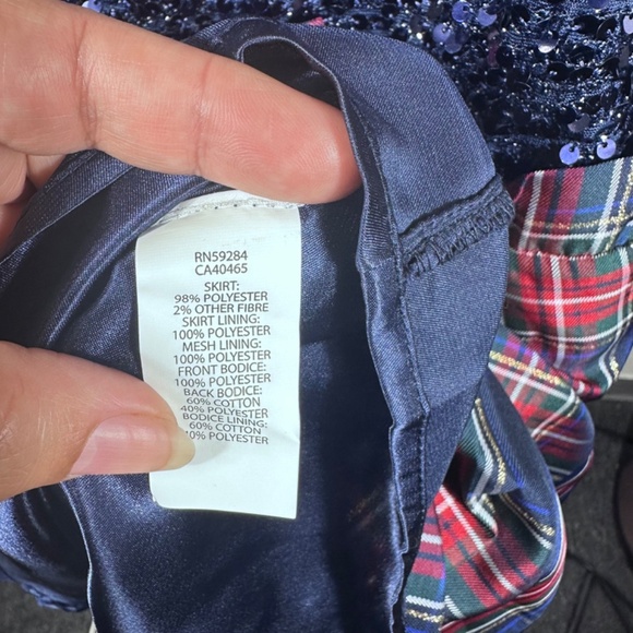 The Children's Place Girls Sequin Plaid Dress Blue Size 16 XXL - Picture 5 of 8